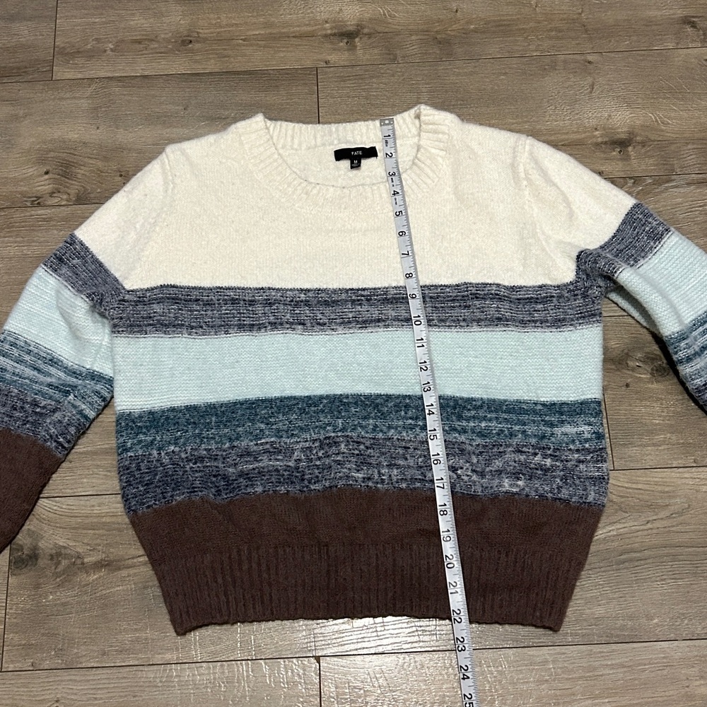 Fate Women's Striped Sweater in Cream, Blue, and Brown in EUC!! - Picture 5 of 10